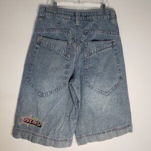 ALAB Phat Wide Leg Oversize Skate Y2K Rave Light Blue Denim Jean Shorts